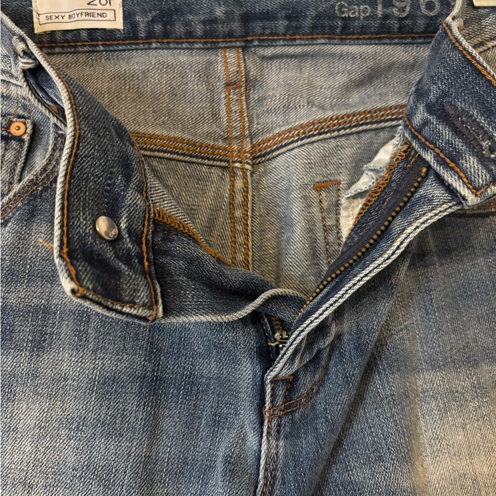 Women's Distressed Blue Sexy Boyfriend Jeans - Picture 2 of 3